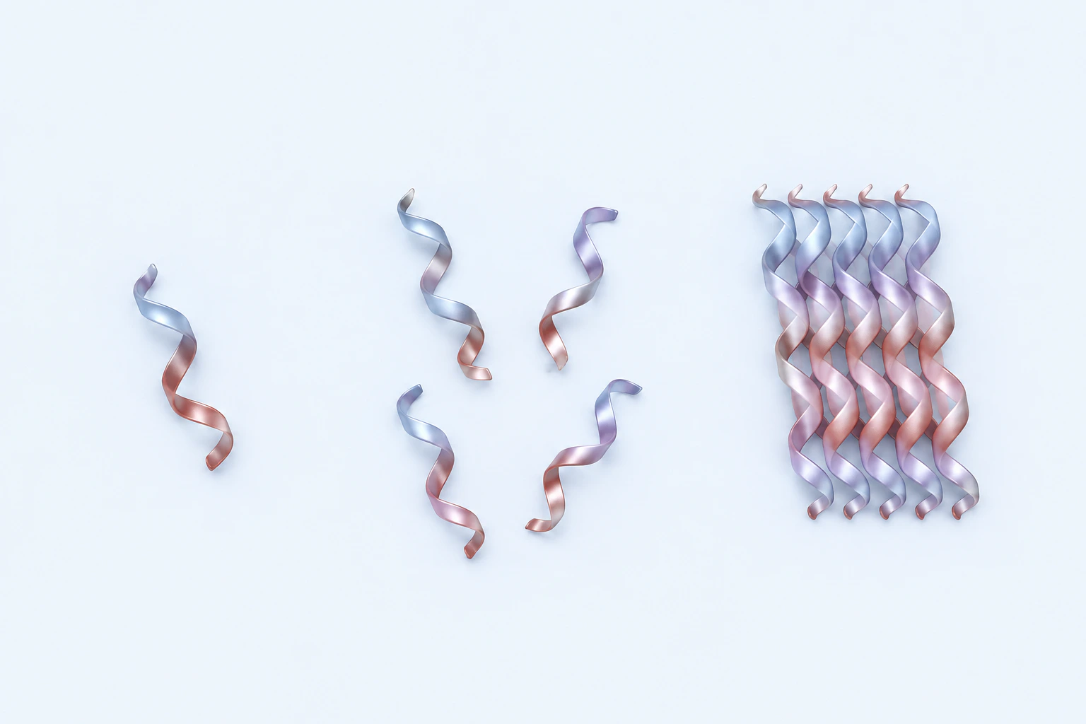One isolated ribbon, four separate ribbons, and an ordered five-ribbon bundle appear as three distinct teaching groups.