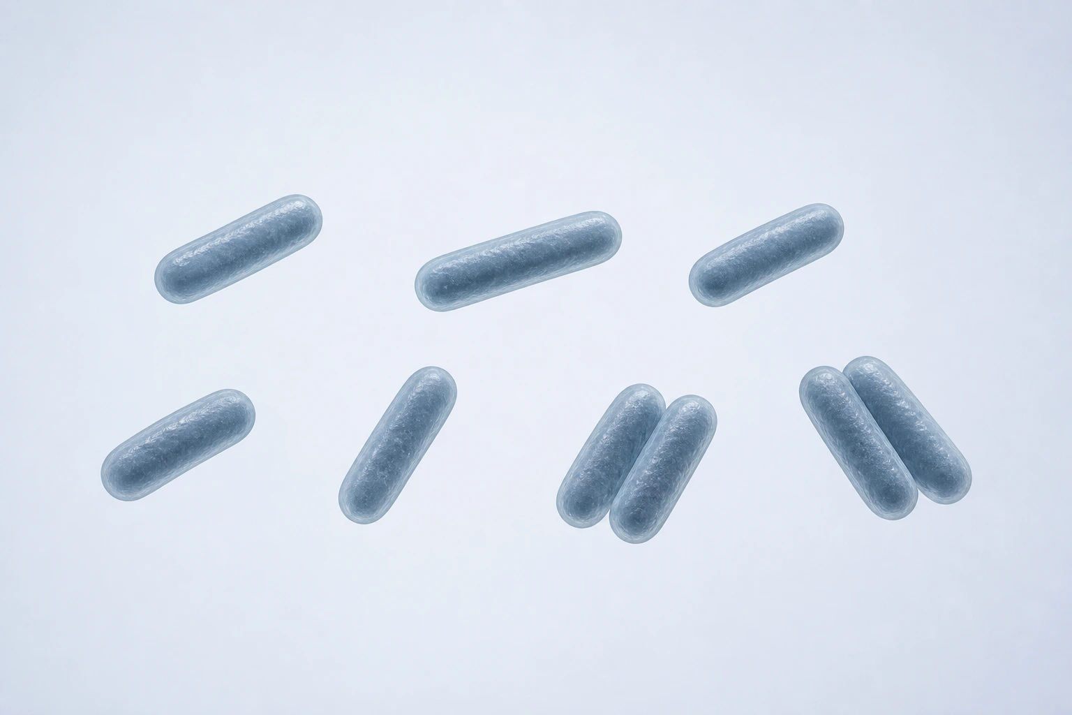Nine selected Intestinimonas vegetative rods appear in seven groupings: five singles and two close parallel pairs.