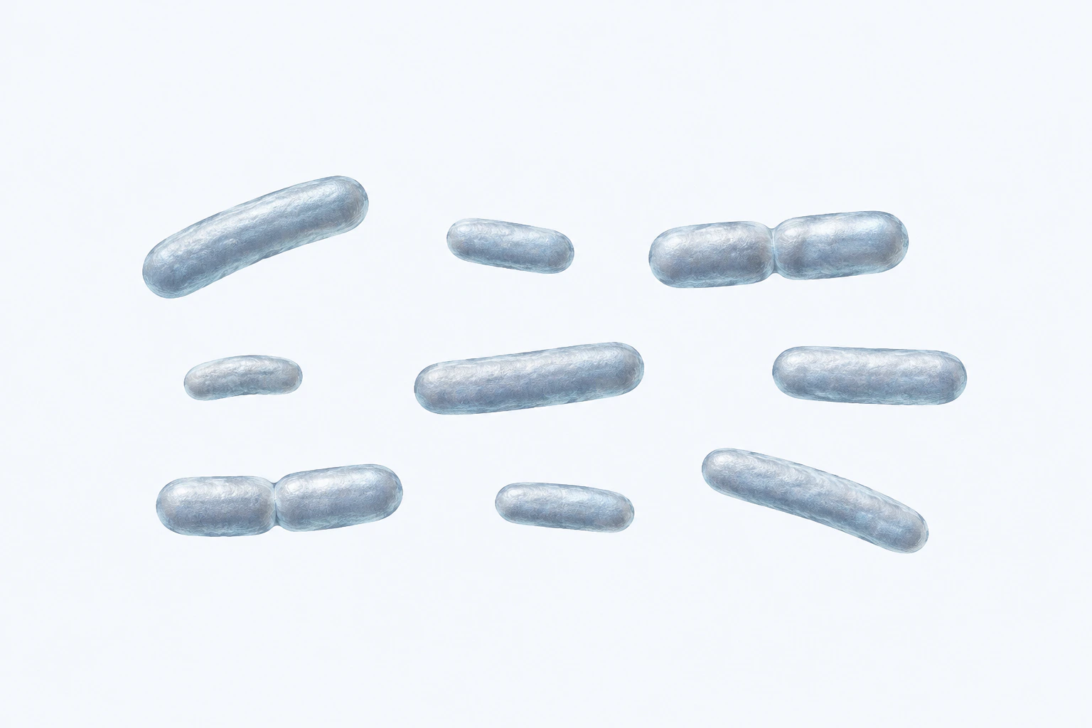 Eleven selected Paraprevotella pleomorphic rods appear in nine groupings: seven singles and two touching pairs.